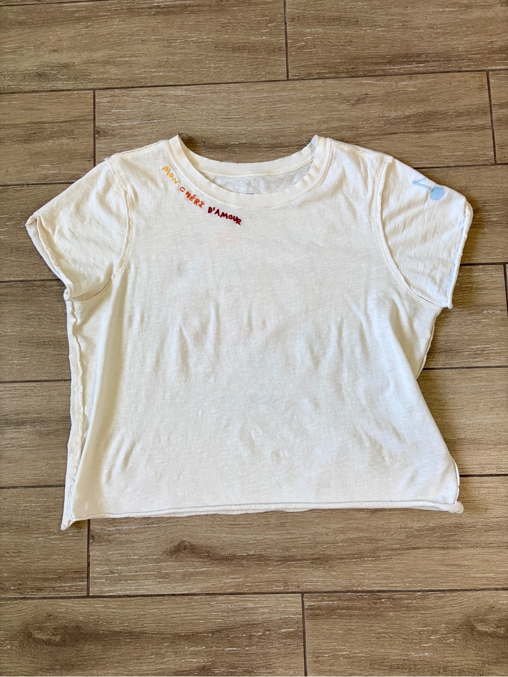 Anthropologie Maeve Caitlyn boxy tee Jordan Nickson "Mon Chéri D'Amour" - Picture 4 of 7